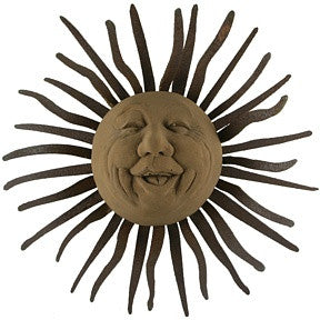 9" Ceramic and Steel Smiling Sun Sculpture